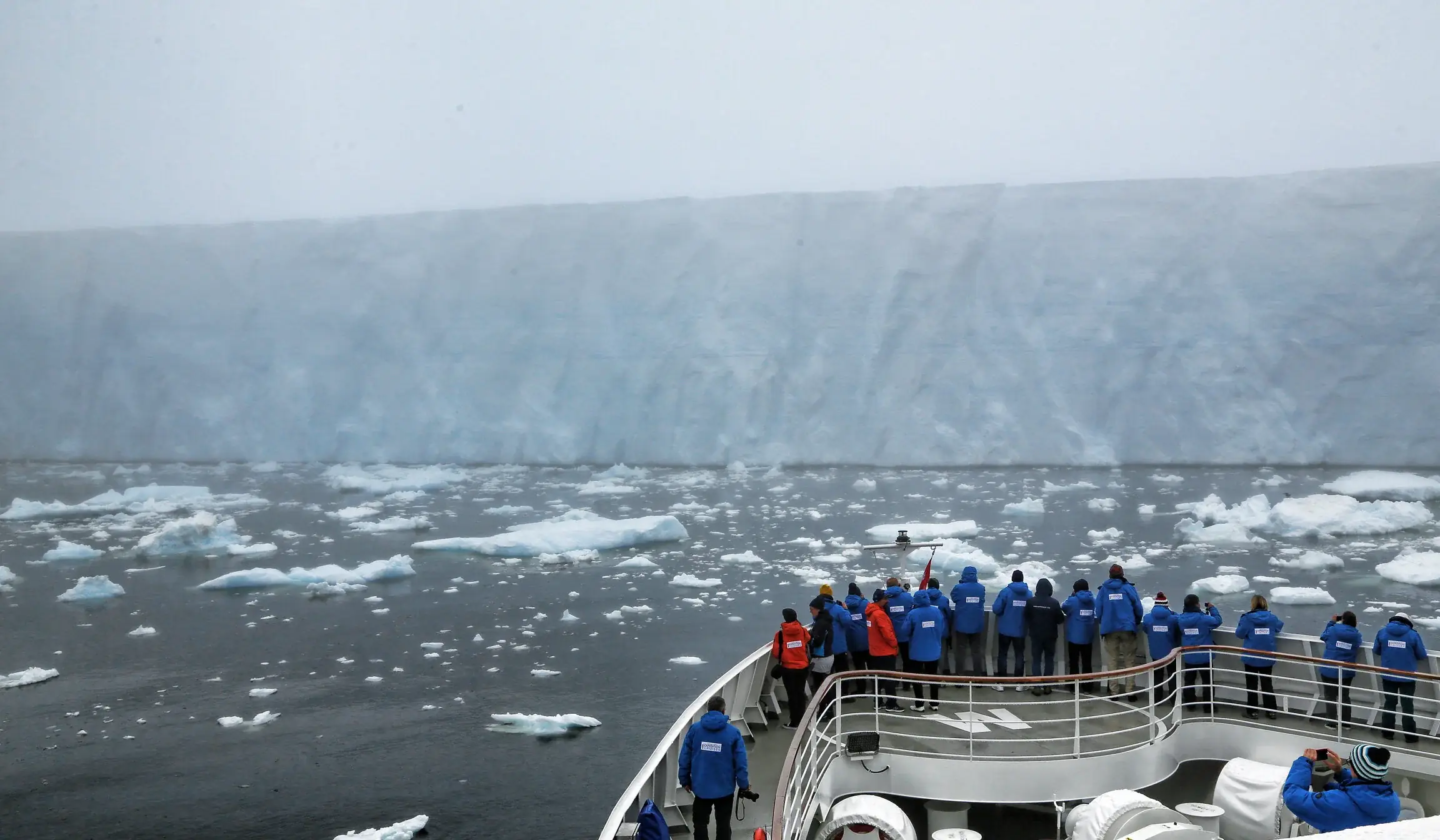 Tabular iceberg from ship