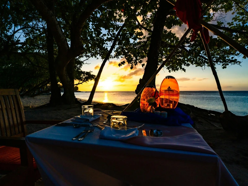 Private Beach Dinner Setup